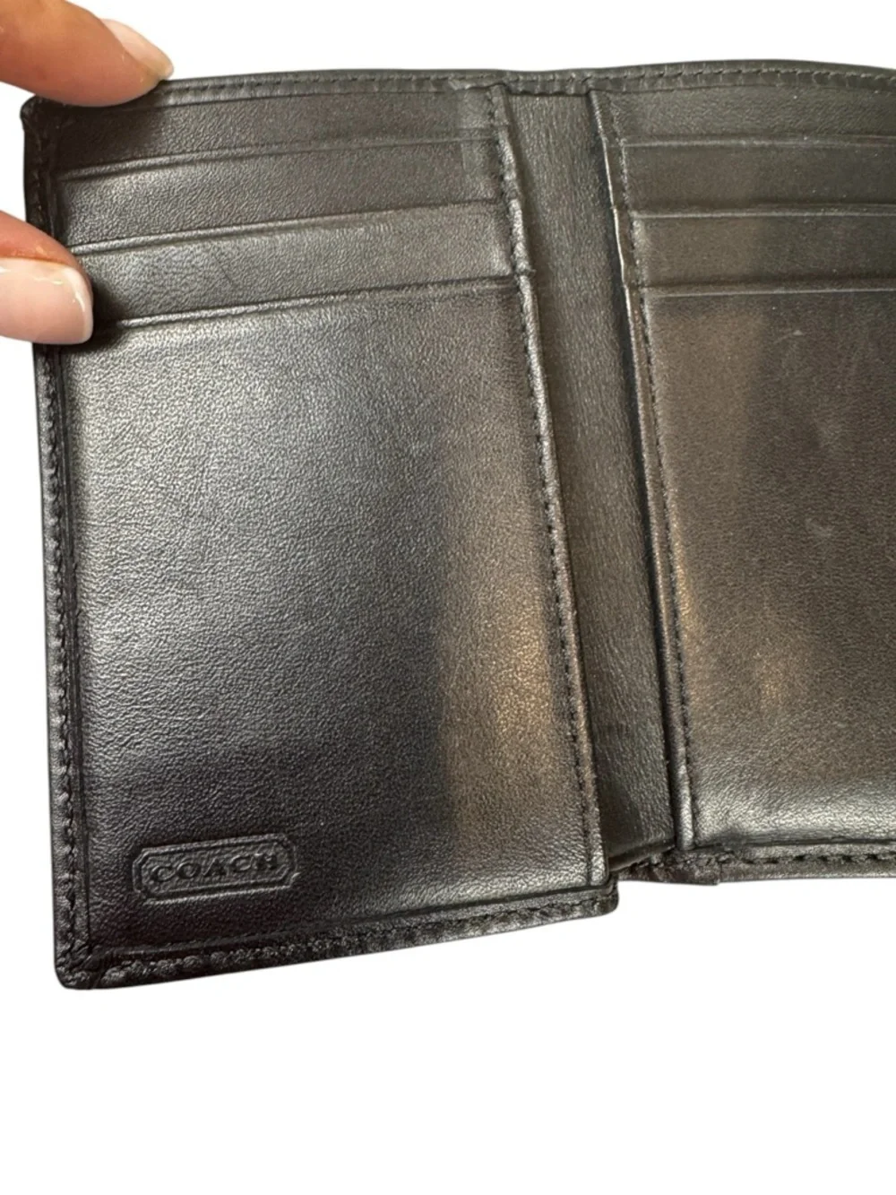 Coach Vintage Black Signature Jacquard Trifold Wallet Leather Monogram Y2K